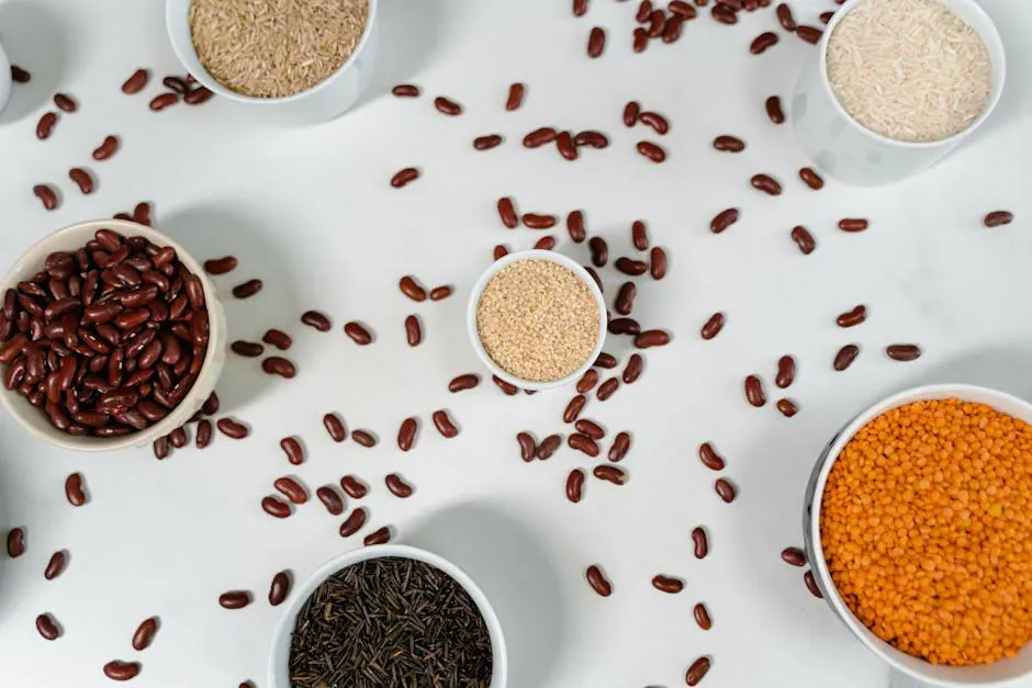 Rijst, quinoa en verse ingrediënten