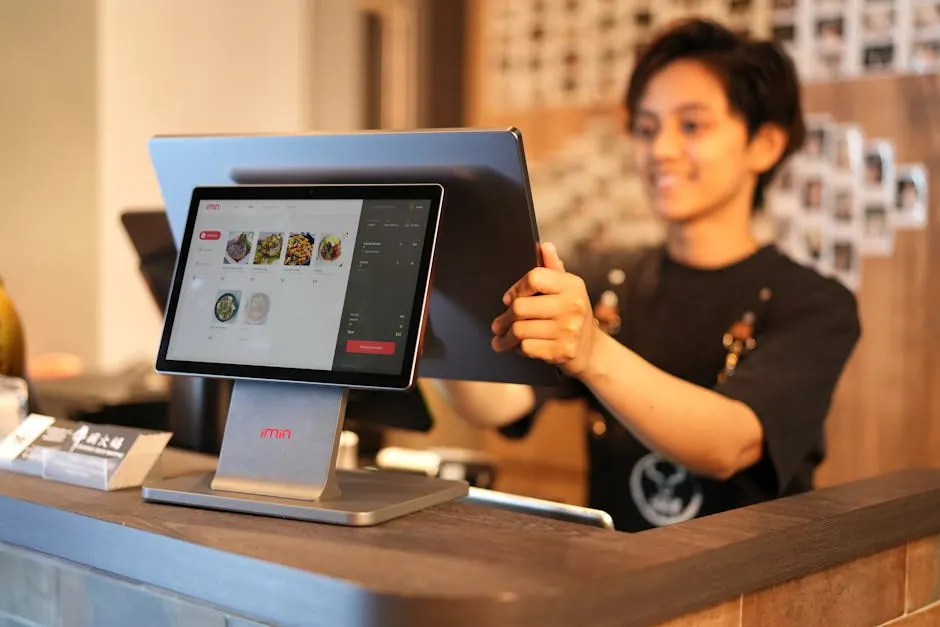 Modern toonbank in een restaurant met POS